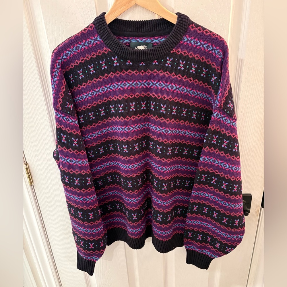 Super cute Black and Purple Patterned Roots Sweater